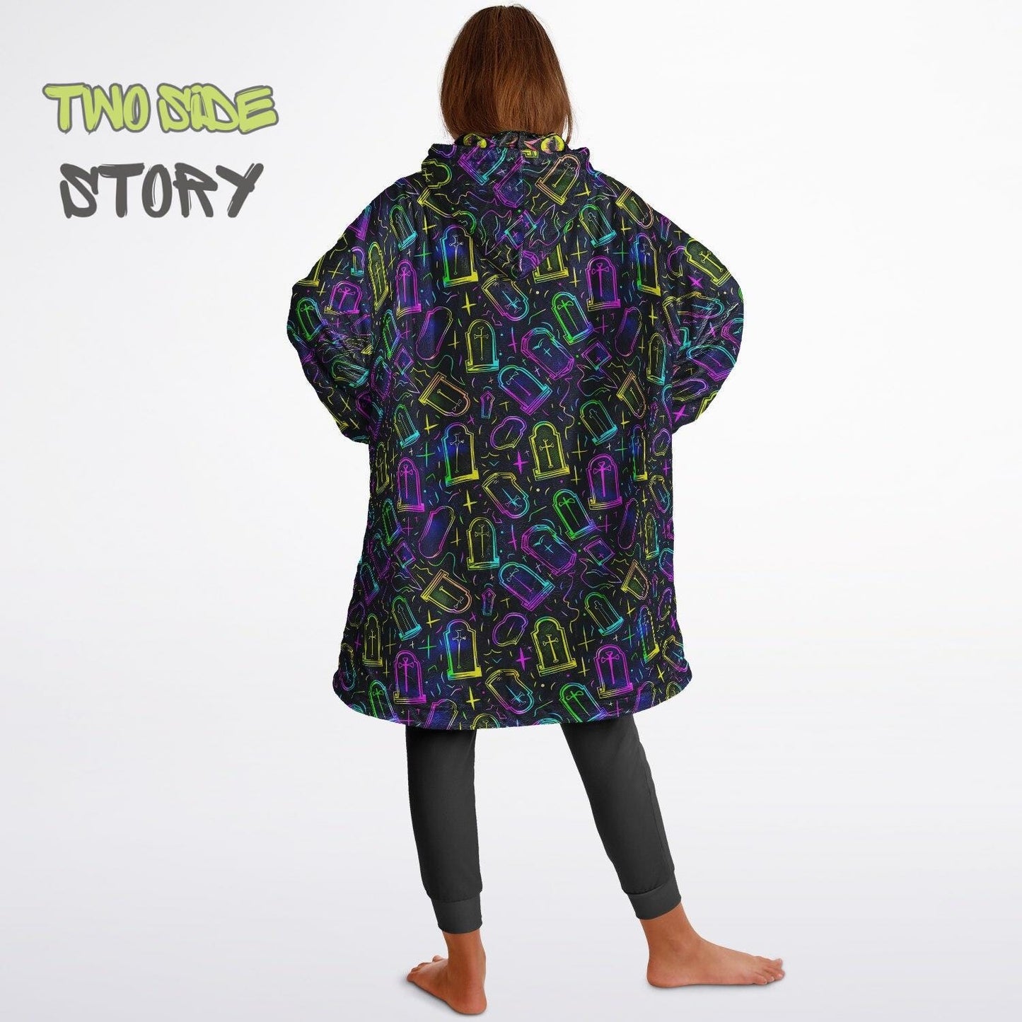 Halloween Scary Eyes Print Reversible Kids Snug Hoodie,Oversized Double Sided Youth Hoodie Blanket,Warm Blanket with Sleeves,Unique Gifts