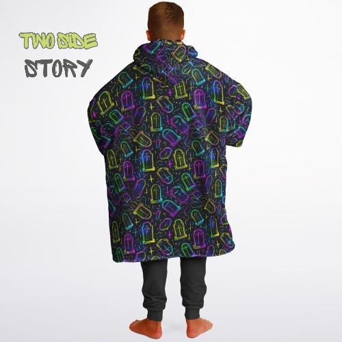 Halloween Scary Eyes Print Reversible Kids Snug Hoodie,Oversized Double Sided Youth Hoodie Blanket,Warm Blanket with Sleeves,Unique Gifts