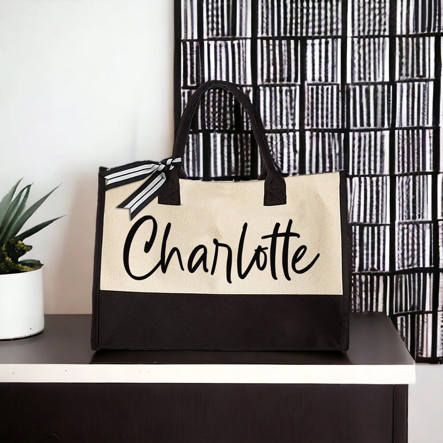 Personalized Name Tote Bag, Custom Canvas Tote with Name, Burlap Beach Bag, Bridesmaid Proposal Gift, Monogrammed Gift for Her