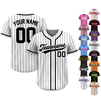 Custom Team Name Number Baseball Jersey Pinstripe, Custom Baseball Jersey for Men Women Youth Kid, Personalized Pinstripe Jersey Black White
