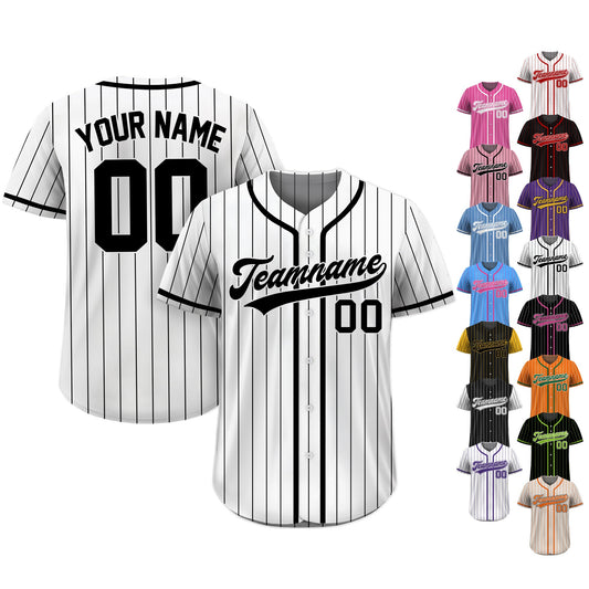 Custom Team Name Number Baseball Jersey Pinstripe, Custom Baseball Jersey for Men Women Youth Kid, Personalized Pinstripe Jersey Black White