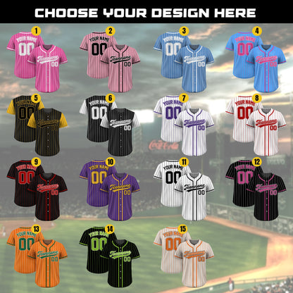 Custom Team Name Number Baseball Jersey Pinstripe, Custom Baseball Jersey for Men Women Youth Kid, Personalized Pinstripe Jersey Pink Black