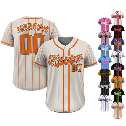 Custom Team Name Number Baseball Jersey Pinstripe, Custom Baseball Jersey for Men Women Youth Kid, Personalized Pinstripe Jersey Sand Orange