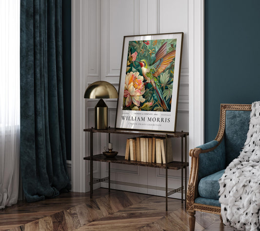 William Morris hummingbird wall art Print, William Morris Poster, Vintage Poster, Vintage Floral, Gift For Her, Mid Century Botanical