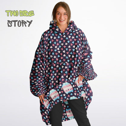 Unisex Reversible Adult Snug Hoodie,Trans Flag Reversible Oversized Hoodie Blanket,Lounge Wear,Unique Gifts,Christmas Gift,Dog Lover Gift