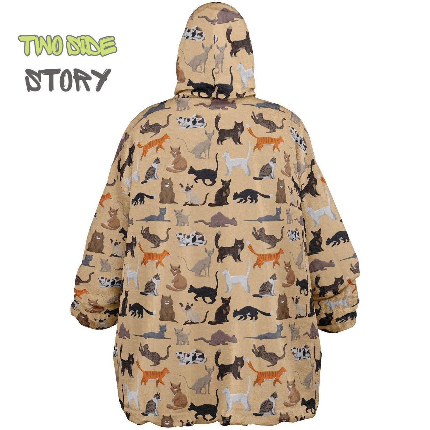 Unisex Reversible Pink Adult Snug Hoodie,CatPrint Reversible Oversized Hoodie Blanket,Lounge Wear,Unique Gifts,Christmas Gift,Dog Lover Gift