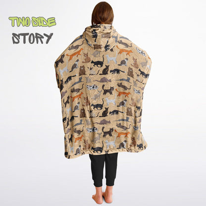 Unisex Reversible Pink Adult Snug Hoodie,CatPrint Reversible Oversized Hoodie Blanket,Lounge Wear,Unique Gifts,Christmas Gift,Dog Lover Gift