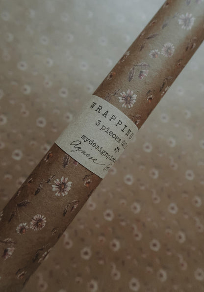 Daisies kraft wrapping paper, Gift Wrap, gift wrapping paper, Wrapping paper, gift paper, floral wrapping paper, recycled gift paper
