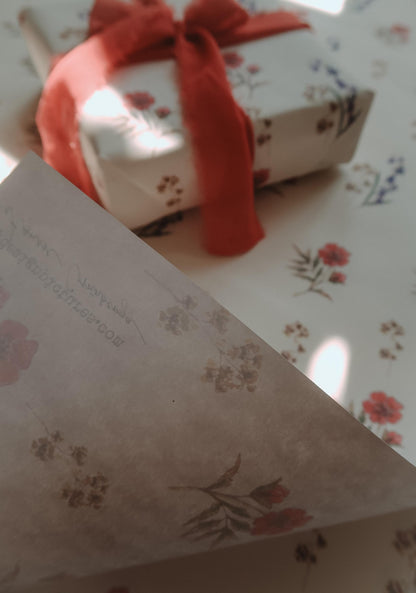 Blue and red flowers wrapping paper, Gift Wrap, gift wrapping paper, Gift Warp, Wrapping paper, gift paper, floral wrapping paper, flowers