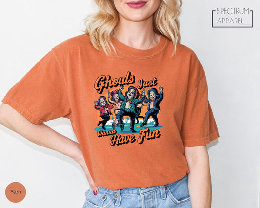 Comfort Colors Ghouls Just Wanna Have Fun Shirt, Ghouls Night Out Shirt, Ghost Shirt, Retro Halloween Shirt
