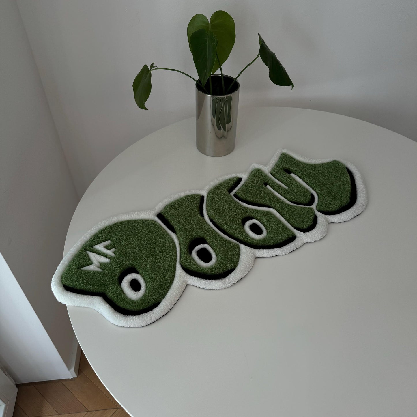 MF Doom Rug: Handmade Green Rap Music Decor (32")