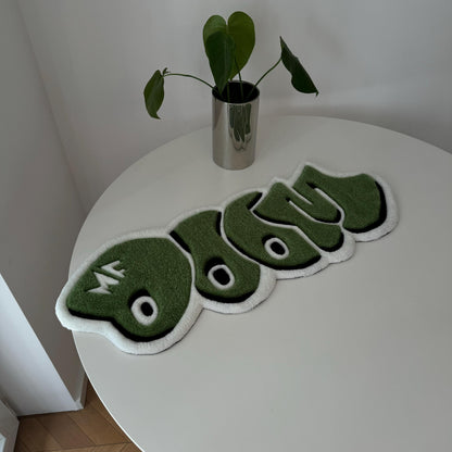 MF Doom Rug: Handmade Green Rap Music Decor (32")