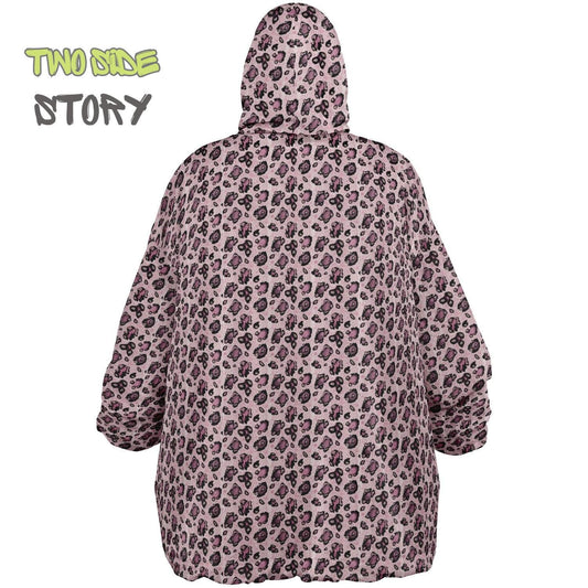 Unisex Reversible Pink Leopard Print Adult Snug Hoodie,Reversible Oversized Hoodie Blanket,Lounge Wear,Unique Gifts,Christmas Gift,Gifts