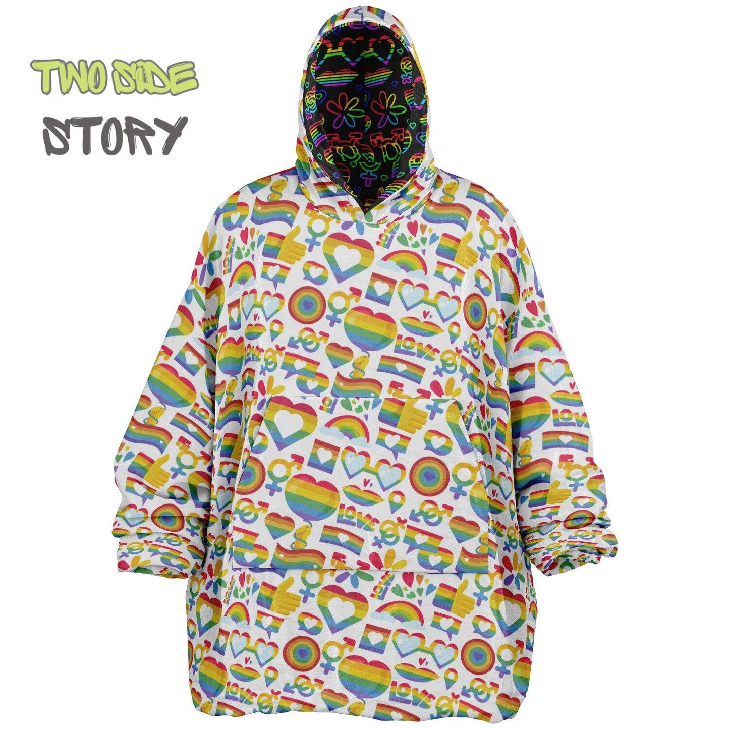 Unisex Reversible Adult Snug Hoodie,Pride Flag Reversible Oversized Hoodie Blanket,Lounge Wear,Unique Gifts,Christmas Gift,Dog Lover Gift