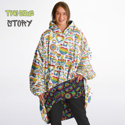 Unisex Reversible Adult Snug Hoodie,Pride Flag Reversible Oversized Hoodie Blanket,Lounge Wear,Unique Gifts,Christmas Gift,Dog Lover Gift