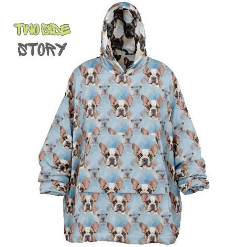 Unisex Reversible Adult Snug Hoodie,Cute Frenchie Reversible Oversized Hoodie Blanket,Lounge Wear,Unique Gifts,Christmas Gift,Dog Lover Gift