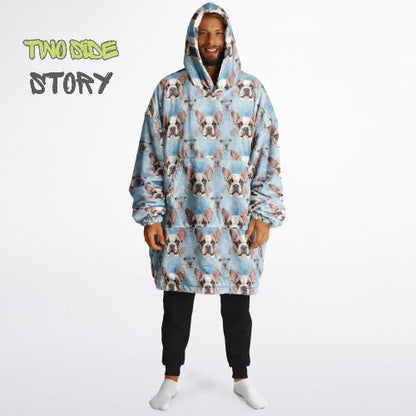 Unisex Reversible Adult Snug Hoodie,Cute Frenchie Reversible Oversized Hoodie Blanket,Lounge Wear,Unique Gifts,Christmas Gift,Dog Lover Gift