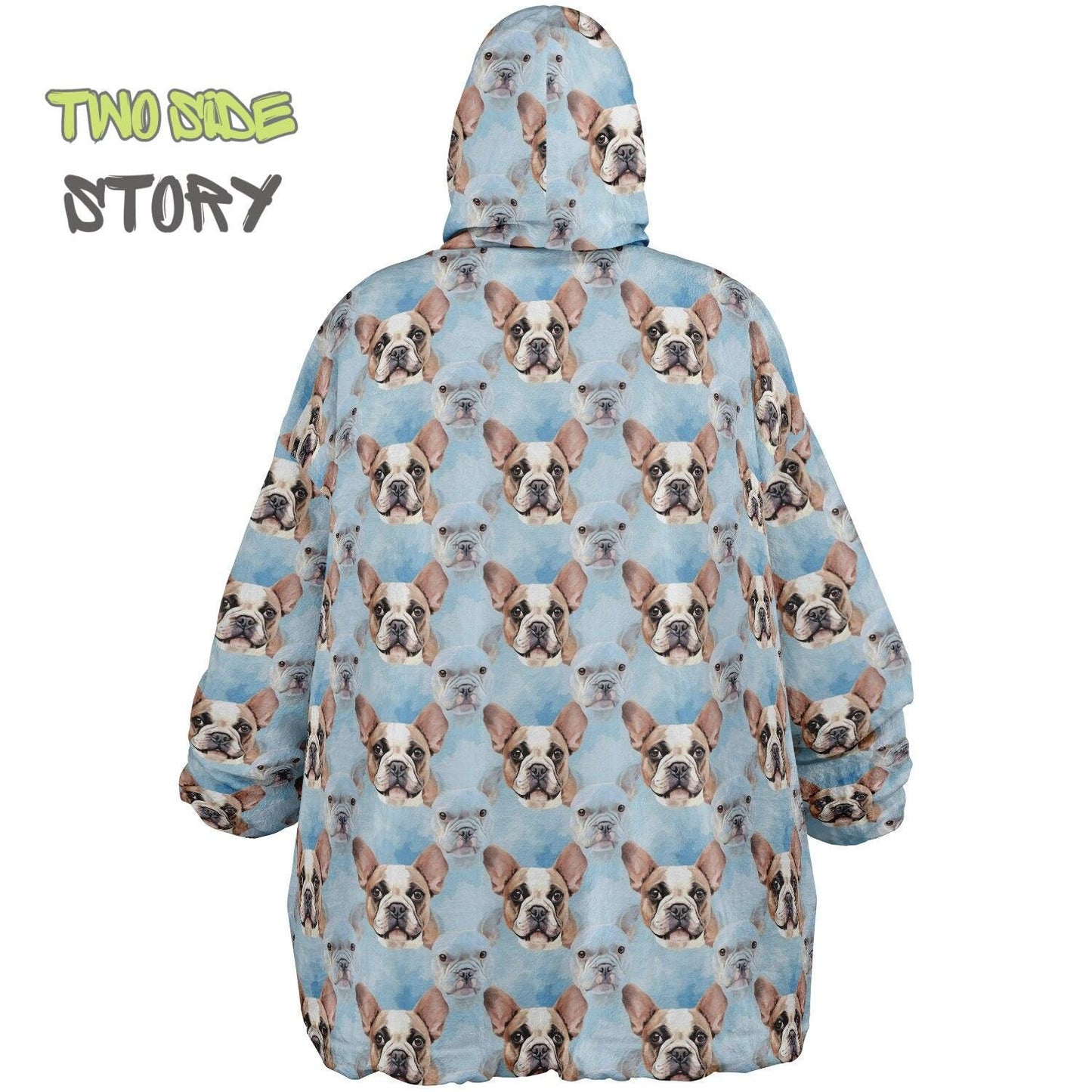 Unisex Reversible Adult Snug Hoodie,Cute Frenchie Reversible Oversized Hoodie Blanket,Lounge Wear,Unique Gifts,Christmas Gift,Dog Lover Gift