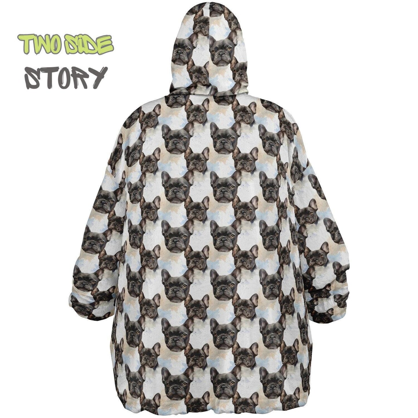 Unisex Reversible Adult Snug Hoodie,Cute Frenchie Reversible Oversized Hoodie Blanket,Lounge Wear,Unique Gifts,Christmas Gift,Dog Lover Gift