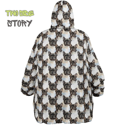 Unisex Reversible Adult Snug Hoodie,Cute Frenchie Reversible Oversized Hoodie Blanket,Lounge Wear,Unique Gifts,Christmas Gift,Dog Lover Gift