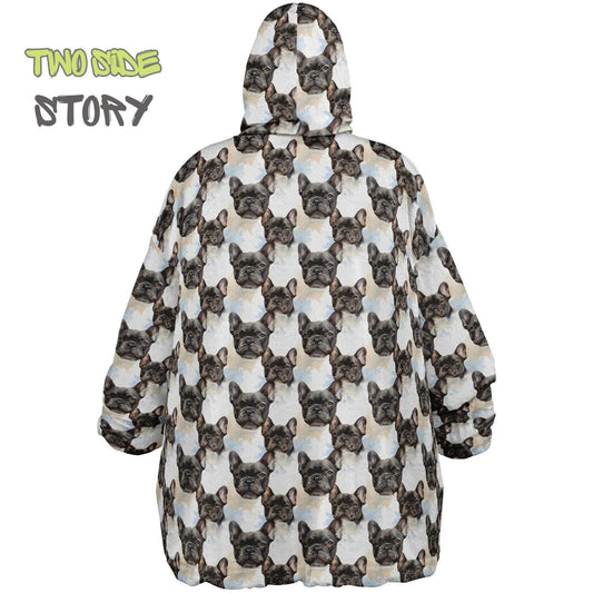 Unisex Reversible Adult Snug Hoodie,Cute Frenchie Reversible Oversized Hoodie Blanket,Lounge Wear,Unique Gifts,Christmas Gift,Dog Lover Gift