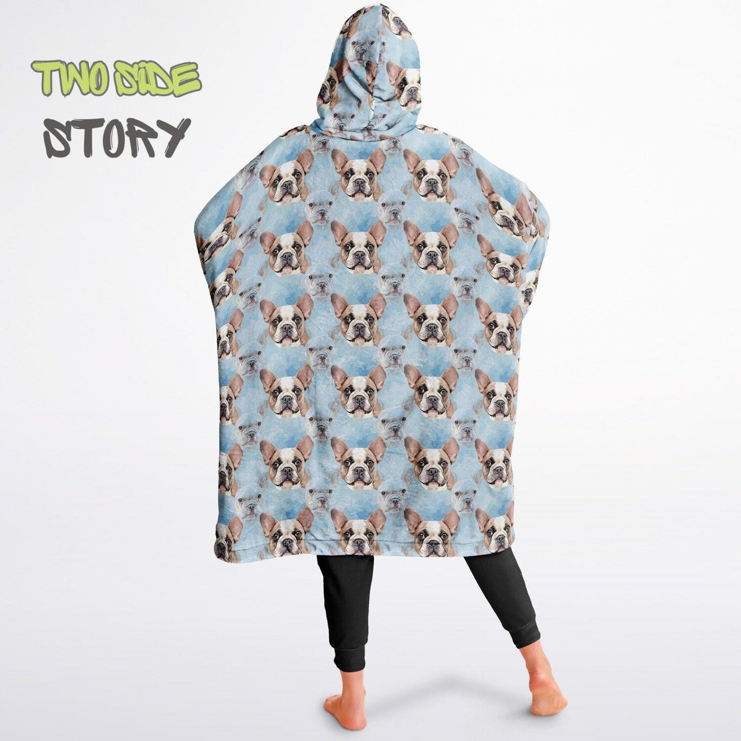 Unisex Reversible Adult Snug Hoodie,Cute Frenchie Reversible Oversized Hoodie Blanket,Lounge Wear,Unique Gifts,Christmas Gift,Dog Lover Gift