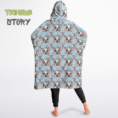 Unisex Reversible Adult Snug Hoodie,Cute Frenchie Reversible Oversized Hoodie Blanket,Lounge Wear,Unique Gifts,Christmas Gift,Dog Lover Gift