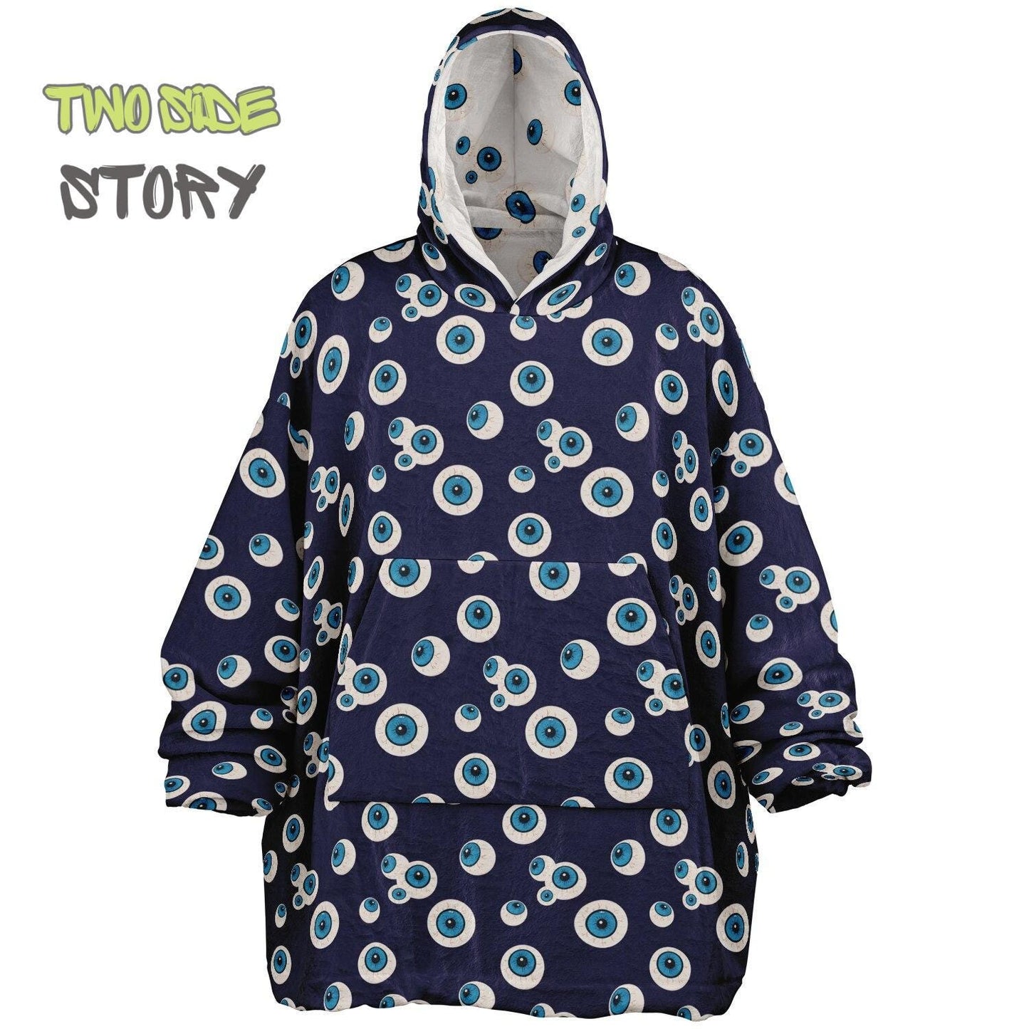Unisex Evil Eye Reversible Snug Hoodie,Mykonos Eye Double Sized Hooded Blanket,Blanket with Sleeves,Lounge Wear,Unique Gifts,Christmas Gift