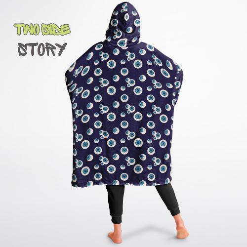Unisex Evil Eye Reversible Snug Hoodie,Mykonos Eye Double Sized Hooded Blanket,Blanket with Sleeves,Lounge Wear,Unique Gifts,Christmas Gift