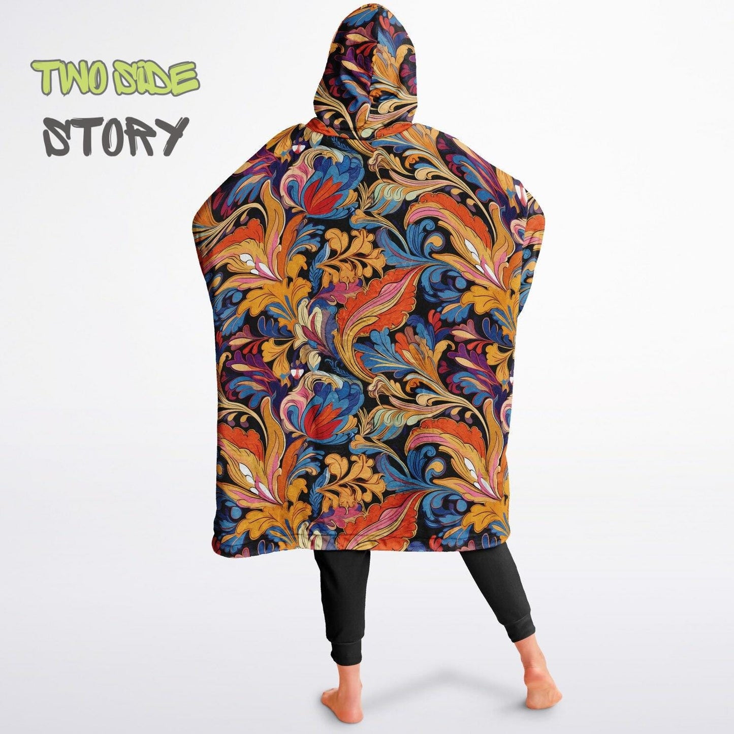 Unisex Reversible Snug Hoodie,Psychedelic Autumn Reversible Hoodie Blanket,Festival Rave Party Wear,Oversized Hoodie Blanket,Unique Gifts