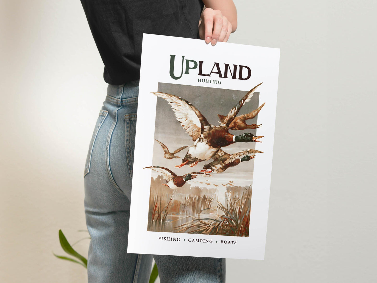Retro Mallard Print Gift for Hunter Retro Hunting Art Poster Cabin Wall Decor Bird Artwork Outdoorsy Wall Art Hunting Dad Gift