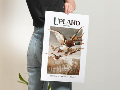 Retro Mallard Print Gift for Hunter Retro Hunting Art Poster Cabin Wall Decor Bird Artwork Outdoorsy Wall Art Hunting Dad Gift