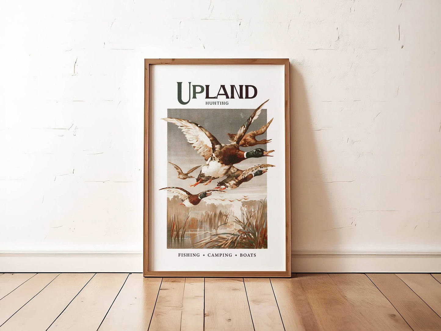Retro Mallard Print Gift for Hunter Retro Hunting Art Poster Cabin Wall Decor Bird Artwork Outdoorsy Wall Art Hunting Dad Gift