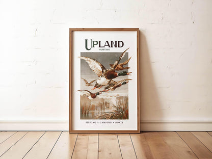 Retro Mallard Print Gift for Hunter Retro Hunting Art Poster Cabin Wall Decor Bird Artwork Outdoorsy Wall Art Hunting Dad Gift