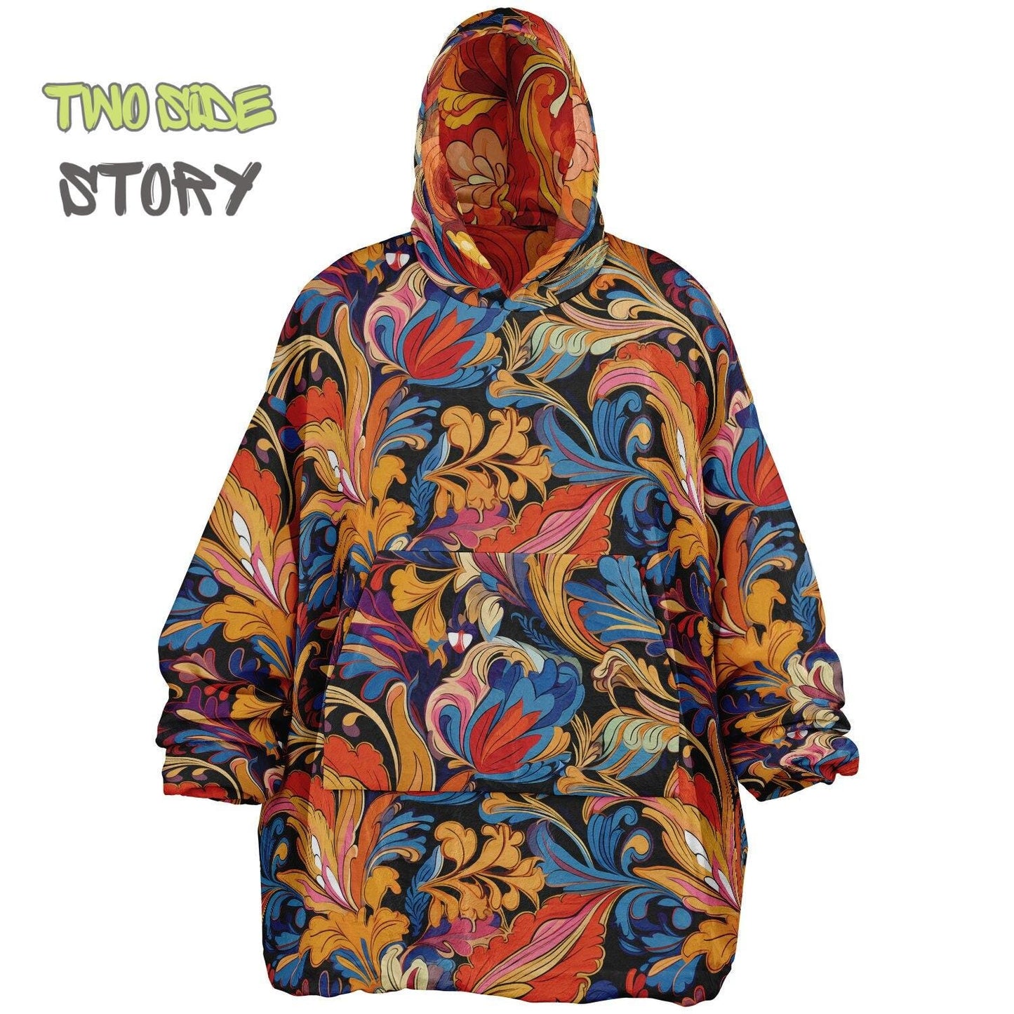 Unisex Reversible Snug Hoodie,Psychedelic Autumn Trippy Blanket Hoodie,Festival Rave Party Wear,Oversized Trippy Hoodie Blanket,Unique Gifts