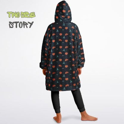 Halloween Print Reversible Kids Snug Hoodie,Oversized Double Sided Youth Hoodie Blanket,Warm Blanket with Sleeves,Halloween Gift,Unique Gift