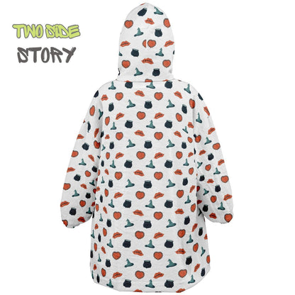 Halloween Print Reversible Kids Snug Hoodie,Oversized Double Sided Youth Hoodie Blanket,Warm Blanket with Sleeves,Halloween Gift,Unique Gift