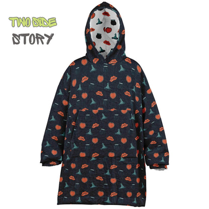 Halloween Print Reversible Kids Snug Hoodie,Oversized Double Sided Youth Hoodie Blanket,Warm Blanket with Sleeves,Halloween Gift,Unique Gift