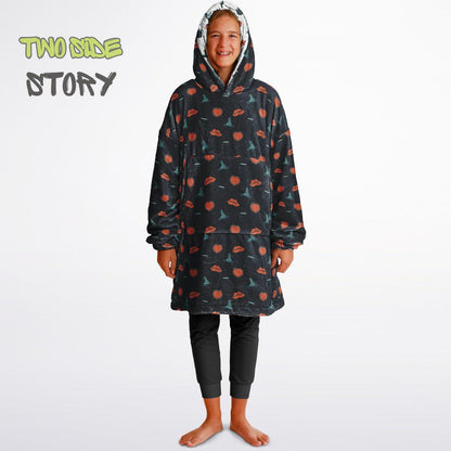 Halloween Print Reversible Kids Snug Hoodie,Oversized Double Sided Youth Hoodie Blanket,Warm Blanket with Sleeves,Halloween Gift,Unique Gift