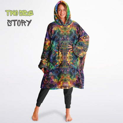 Unisex Reversible Snug Hoodie,Psychedelic Refractograph Trippy Blanket Hoodie,Festival Rave Party Wear,Oversized Hoodie Blanket,Unique Gifts