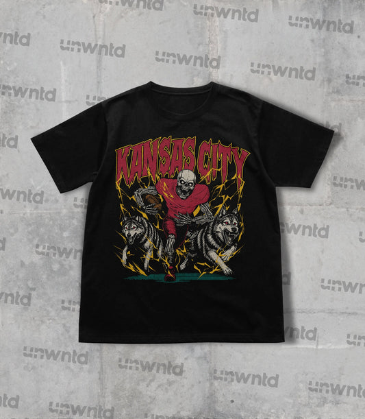 Kansas City Football Shirt - Graphic Tees - Skeleton Shirt - Merch Tee - Gift Shirt - Bootleg Shirt - Vintage - Skeleton Football Shirt