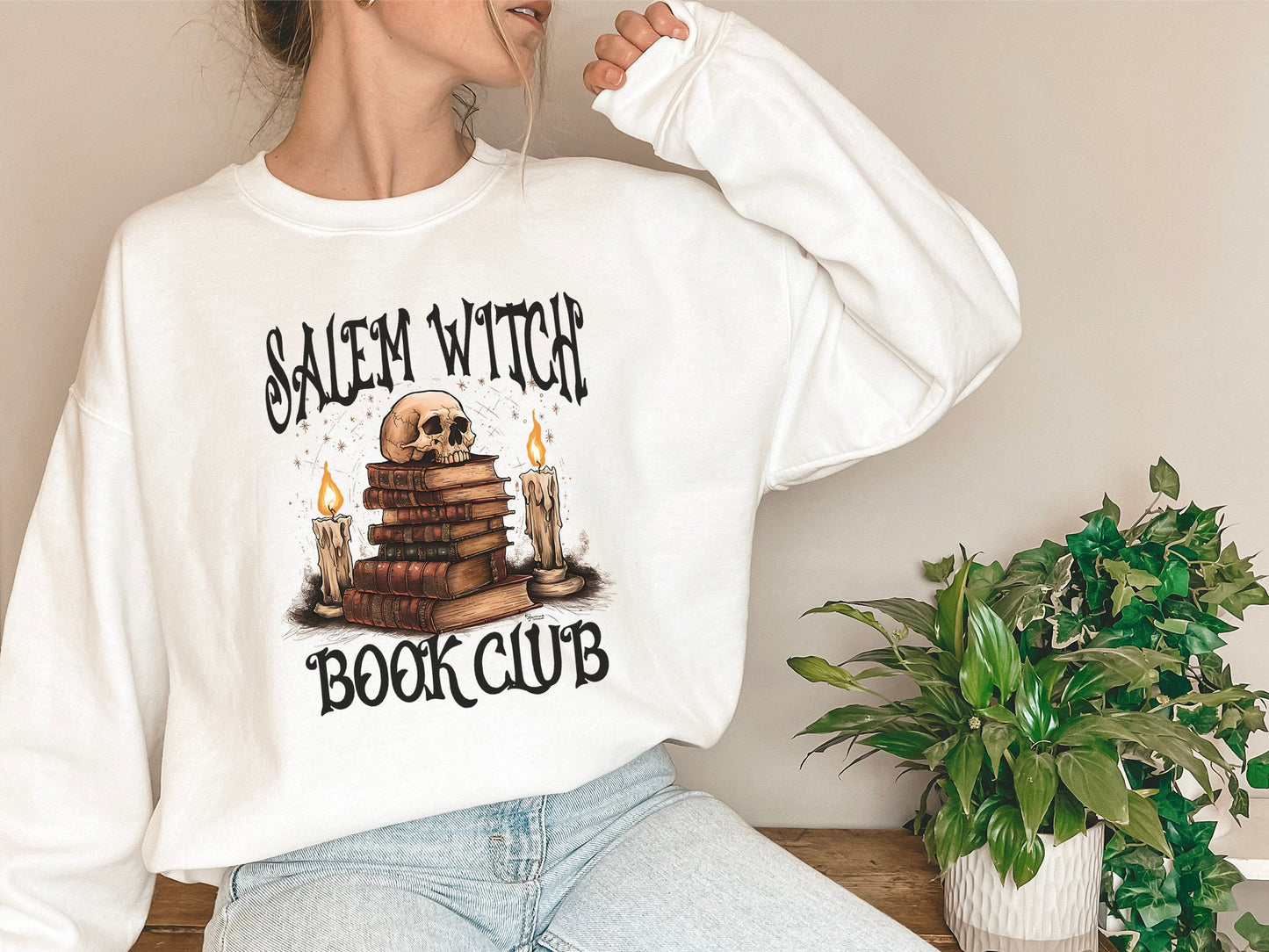 Salem Witch Book Club Sweatshirt, Halloween Sweatshirt, Halloween Party Sweatshirt, Halloween Skeleton, Book Lover Sweat, Librarian Sweater