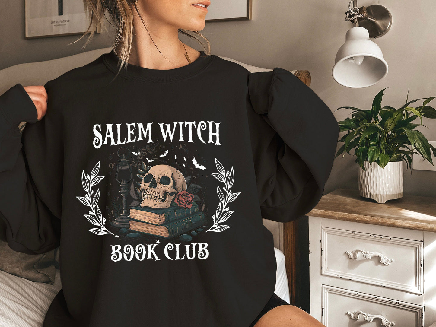 Salem Witch Book Club Sweatshirt, Halloween Sweatshirt, Halloween Party Sweatshirt, Halloween Skeleton, Book Lover Sweat, Librarian Sweater