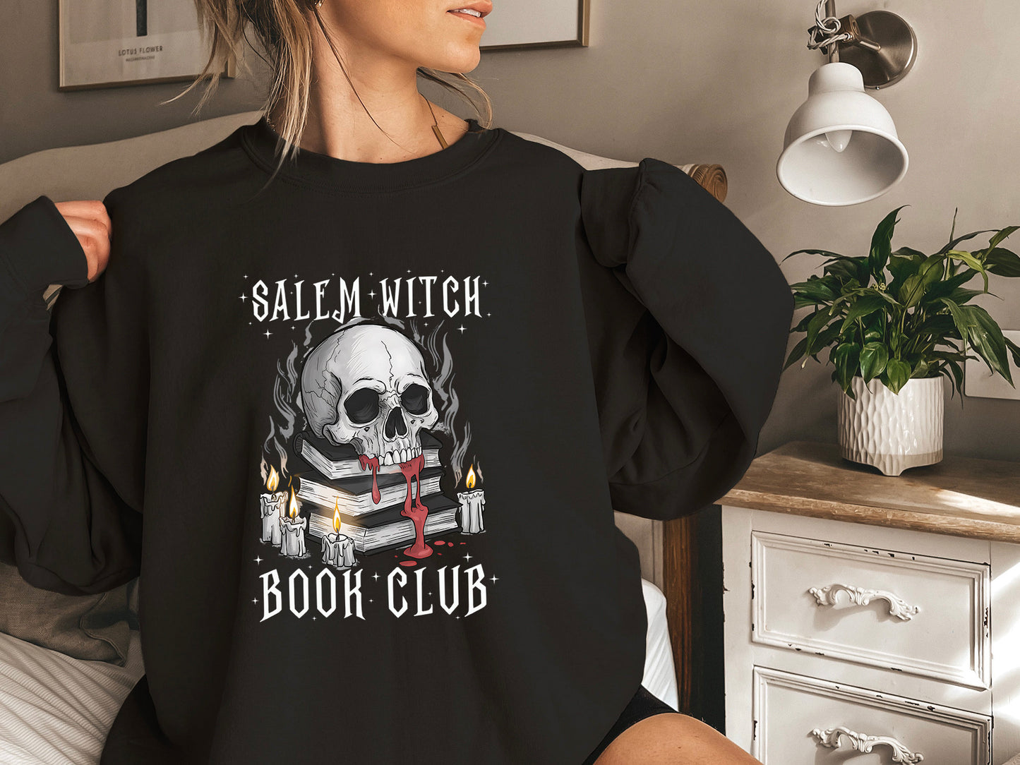 Salem Witch Book Club Sweatshirt, Halloween Sweatshirt, Halloween Party Sweatshirt, Halloween Skeleton, Book Lover Sweat, Librarian Sweater