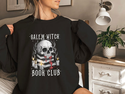 Salem Witch Book Club Sweatshirt, Halloween Sweatshirt, Halloween Party Sweatshirt, Halloween Skeleton, Book Lover Sweat, Librarian Sweater