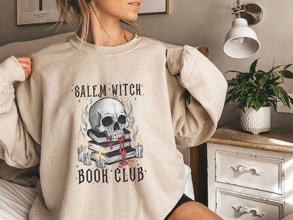 Salem Witch Book Club Sweatshirt, Halloween Sweatshirt, Halloween Party Sweatshirt, Halloween Skeleton, Book Lover Sweat, Librarian Sweater