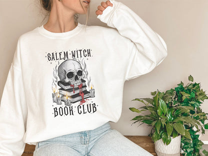 Salem Witch Book Club Sweatshirt, Halloween Sweatshirt, Halloween Party Sweatshirt, Halloween Skeleton, Book Lover Sweat, Librarian Sweater