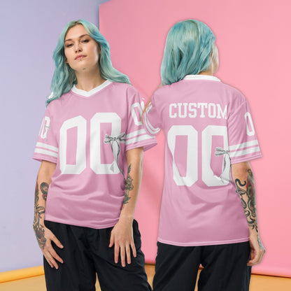 Custom Coquette Pink or White Jersey with Ribbon - Personalized Name and Number -Customizable Sportswear - Cute and Stylish Athletic Wear