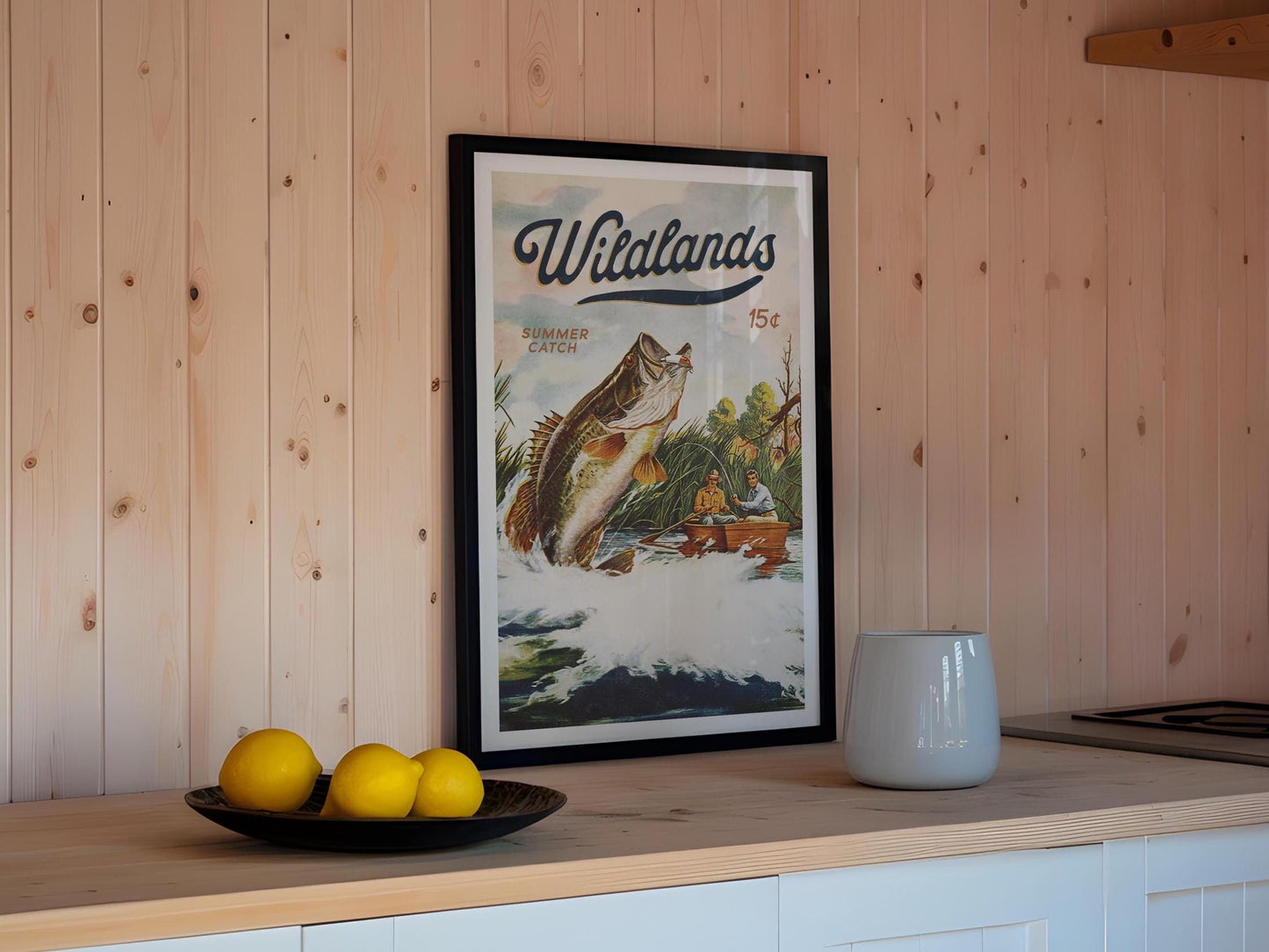 Boat Fishing Print Gift for Fisherman Art Poster Retro Angler Wall Decor Fishing Artwork Outdoorsy Wall Art Fishing Dad