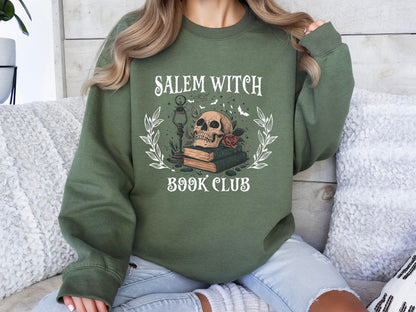 Salem Witch Book Club Sweatshirt, Halloween Sweatshirt, Halloween Party Sweatshirt, Halloween Skeleton, Book Lover Sweat, Librarian Sweater